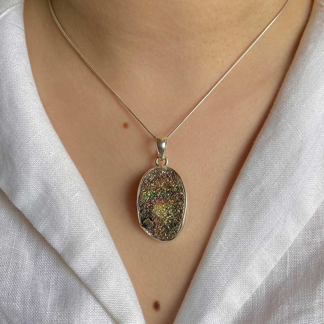 Spectropyrite Druzy Pendant-(SPD-P-15.)